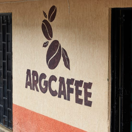 Argcafee logo on a wall